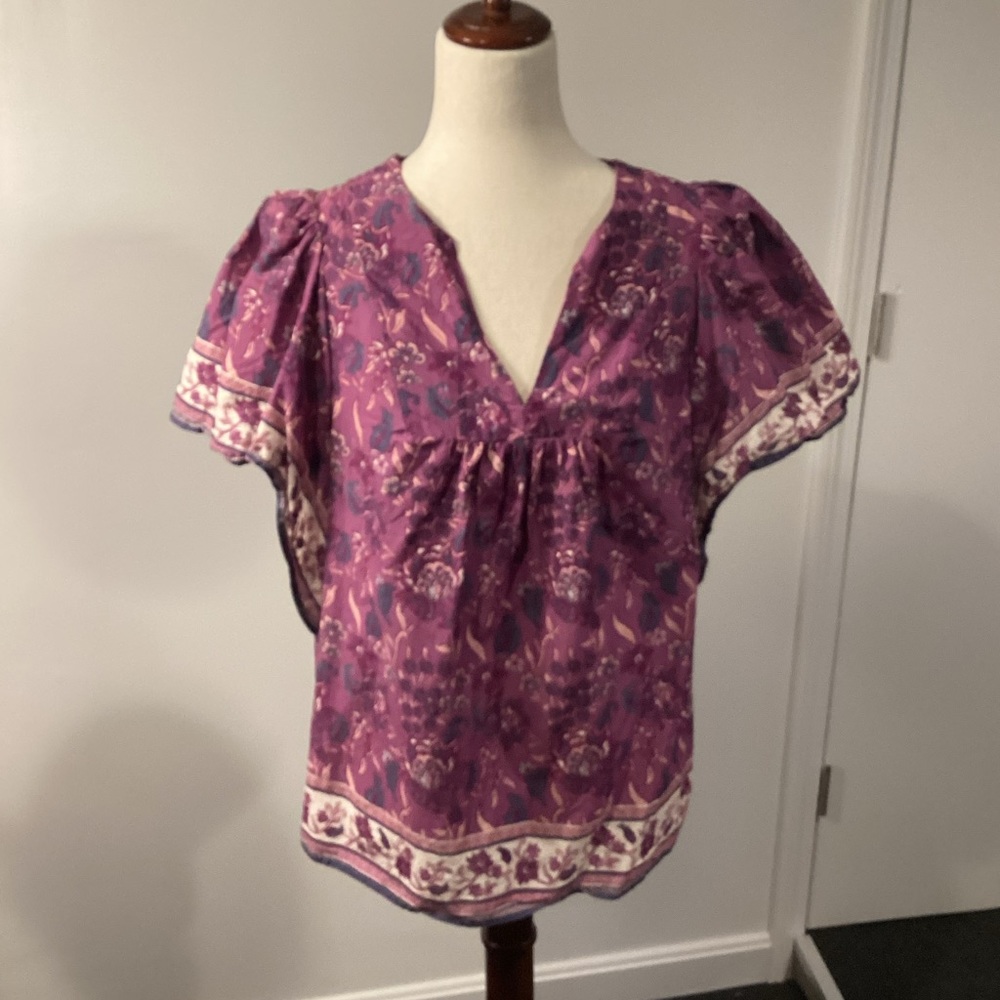 C+C California large purple cotton blouse